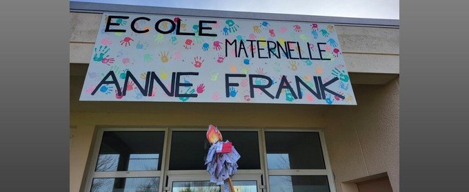 La flamme sc'olympique fait étape à la maternelle Anne Frank de St Florentin